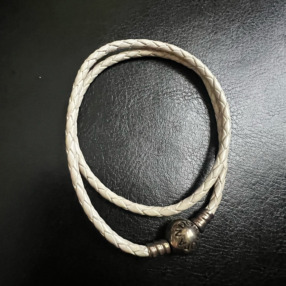 Pandora Braided Leather Bracelet with Silver Clasp